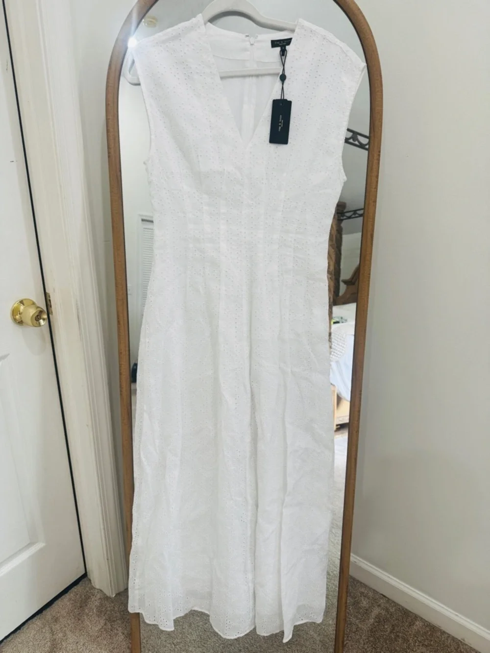 rag & bone White Eyelet V-Neck Dress - Picture 7 of 11